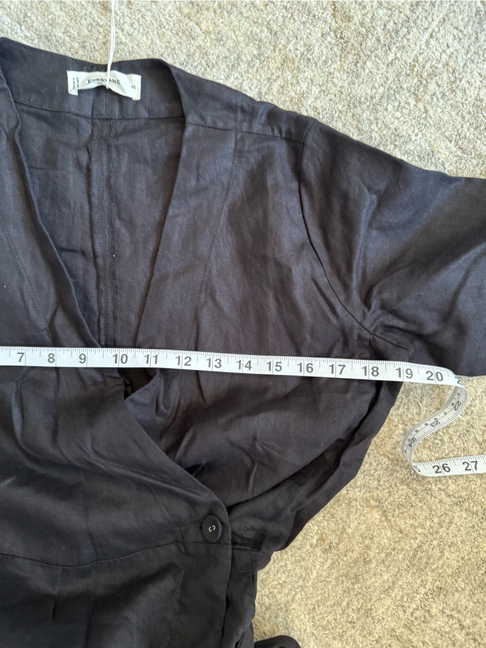 Everlane Linen Black Wrap Midi Dress with Self Tie-xs - Picture 9 of 10